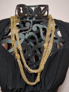 Erica Lyons Vintage Gold Tone MultiStrand Knotted Statement Necklace + FREE GIFT